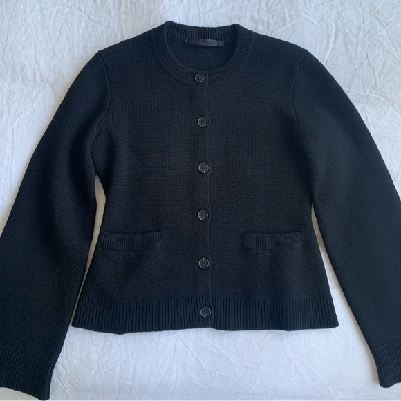 Jenni Kayne Cooper Wool Cashmere Crewneck Button Knit Cardigan Sweater Black - Picture 6 of 14